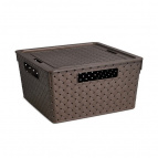 Коробка для хранения квадратная "Береста" с крышкой 11л 294х294х151 (венге)