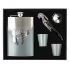 Набор из 5-ти предм: фляжка, 2 стопки, воронка, 230 мл, L22 W18 H4,5 см