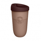 СТАКАН ДЛЯ НАПИТКОВ С РЕЛЬЕФОМ, КРЫШКОЙ  550МЛ (Коричневый)
