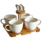 AK5-0001 Чайный набор 12 предметов (200 мл) на 4 персоны на бамбуковой подставке (12)