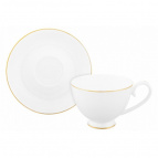 Чайн. пара 2 пр. 300 мл 12,5*9,5*7 см "Белая с золотом" на ножке, NEW BONE CHINA