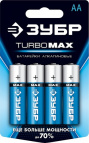 алкалиновая батарейка  АА х 4, 1.5 В, ЗУБР TURBO-MAX (59206-4C)
