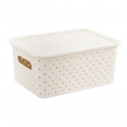 Корзинка "Береста" 3л 235х173х105мм с крышкой (слоновая кость)