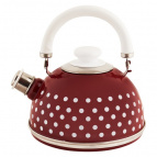 Чайник эмал 2,5л подвиж/руч бордо мал бел горохи