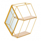 QWERTY  Подвесная полка-зеркало "Ромб", золото, 46*10*40 см / 4