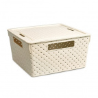 Коробка для хранения квадратная "Береста" с крышкой 11л 294х294х151 (слон.кость)