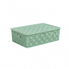 Корзинка "Ромашки" 7,5л 350х245х105мм с крышкой (нефрит)