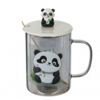 Кружка с крышкой и ложкой, 374 мл, L11,5 W9 H14 см