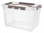 Ящик для хранения универсальный с замками и ручкой "Grand box", 290х190х180мм, 6,65л (Коричневый)