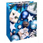 Пакет подар. с глянц. ламин. 26,4х32,7х13,6 см (L) Праздничная композиция на синем, 157 г ПКП-5686