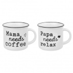 Набор 2 кружек 400 мл 13*9,5*8,8 см "Papa needs relax & Mama needs coffee" NEW BONE CHINA