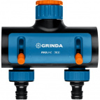 GRINDA поливочный распределитель TS-2, двухканальный 3/4″ - 1″ с внутренней резьбой, соединитель с внешней резьбой 3/4″ - 1 (8-426312)