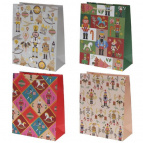 Пакет подарочный (бумага 210г/м2, блок 12шт), L26 W12 H32 см, 4в.