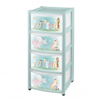 КОМОД ДЕТСКИЙ НА КОЛЕСАХ С ДЕКОРОМ "МУЗЫКАЛЬНАЯ ПРОГУЛКА"  4 ЯЩИКА (Зеленый)