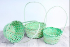 Набор корзин плетеных бамбуковых D16, D18, D21 см, 3шт. светло-зеленый (ш/к 5504) С