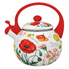 Чайник эмал 2,0л со свистком Алые цветы ТМ Appetite