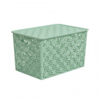 Корзинка "Ромашки" 14л 350х245х205мм с крышкой (нефрит)