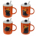 Кружка с крышкой и ложкой, 220 мл, L11,5 W8,5 H12 см, 4в.