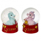 Фигурка декор в стекл шаре "Лошадка", L6 W6 H8 см, 2в.