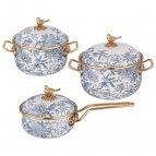 НАБОР ПОСУДЫ LEFARD СЕРИЯ ROYAL GARDEN 6ПР: КАСТРЮЛИ 2,1Л+2,8Л (16+18СМ) И КОВШ 0,9Л (14 СМ)
