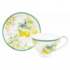 Чайн. пара 2 пр. 300 мл 12,5*9,5*7 см "Лимоны" на ножке, NEW BONE CHINA