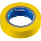 ЗУБР изолента ПВХ ЭЛЕКТРИК-10, 15 мм х 10 м, 6 000 В, желтая, не поддерживает горение (1233-5)