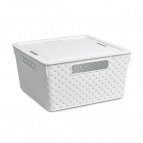 Коробка для хранения квадратная "Береста" с крышкой 11л 294х294х151 ( белый)