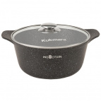 Кастрюля а/пр литая 2,0л стекл/кр Темный мрамор индукция ТМ KUKMARA
