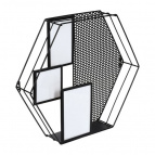 QWERTY  Подвесная полка "Шестигранник" с рамками для фотографий, черная, 46*8*40 см / 4