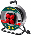 силовой удлинитель на стальной катушке  3 x 1.5 мм2, 30 м, 3700 Вт, IP44, KRAFTOOL K-315, КГ,  (55085-30)