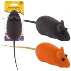 Игрушка-пищалка для кошек "Мышка". Размер 13х2х3 см. 2цв