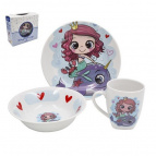 Набор посуды 3 пр. Дельфин и Русалка И.У. (т 175мм гл кр,сал 360мм круг,круж 210 мл) Глория