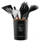 АК-5283 Набор кухонных принадлежностей на подставке 12 пр.(силикон)(16) черный