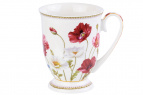 Кружка 300 мл 11*8*11 см "Маки" на ножке, NEW BONE CHINA