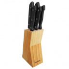 WEBBER ВЕ-2267 Набор ножей на деревянной подставке 6 предметов,черная ручка(12)