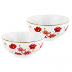 Набор 2 салатников - 700 мл 15*15*7 см "Маки" NEW BONE CHINA