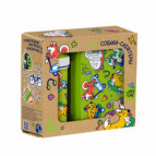 НАБОР: ЛАНЧ-БОКС 0,98Л И СТАКАН ДЕТСКИЙ С КРЫШКОЙ, ПЕТЛЕЙ И ДЕКОРОМ  0,4Л (Микс 4)