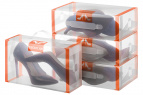 Набор 4 коробок для хранения женской обуви 30*18*10 см "Прозрачные с оранжевой каймой"складн, с ручк