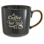Ф11-083L1  Кружка "Coffee is the best idea" (400 мл)  в цветной коробке, черный  (48)