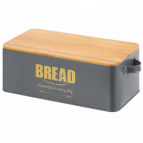 Хлебница 38*18*12,5 см "BREAD" с бамбуковой крышкой-доской, графит