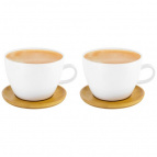 Чашка для капучино и кофе латте 500 мл 14,5*12,8*9 см "Снежная королева" + дерев. подставка (2 шт.)