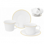 Чайн. наб. 12 пр. 270 мл "Белая с золотом", NEW BONE CHINA