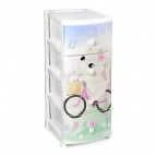 Комод 4-х секц. с декором "Kitty" с ручками