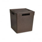 Коробка для хранения квадратная "Береста" с крышкой 23л 294х294х301 (венге)