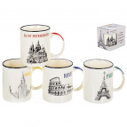ГОРОДА, кружка 340мл, NEW BONE CHINA, микс 4 декора, подарочная упаковка