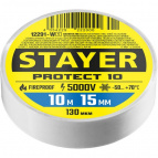 STAYER белая, изолента ПВХ PROTECT-10, 15 мм х 10 м, 5 000 В (12292-W)