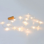 Электрогирлянда "Пробка" 10 тёплых LED ламп РОСА, серебристый провод, 1 м, на батарейках (в комплекте) /100/50