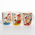 ПОЗДРАВЛЯЕМ, кружка 350мл, МИКС 3 ДЕКОРА, NEW BONE CHINA, упаковка - гофрокороб