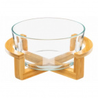 Блюдо для сервировки и запекания 1,4 л 21,5*18*10,5 см "GLASKRAFT" круглое с бамбуковой подставкой
