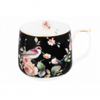 Кружка 500 мл 13,5*10*9 см "Певчие птички на черном" NEW BONE CHINA